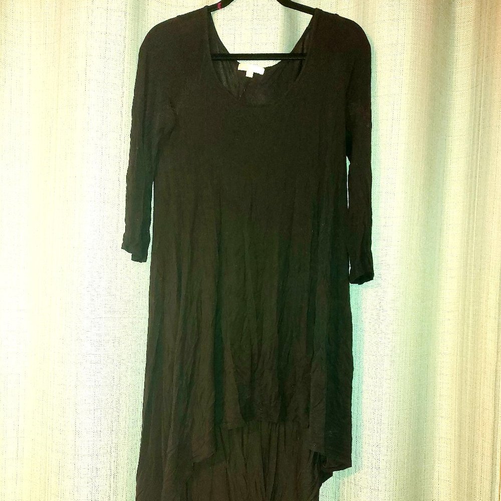 Black Jersey Skateboard Dress w/ Slanted Hem